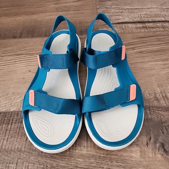 Crocs Swiftwater Expedition Strap Sandals Women Size 7 Adjustable Teal Orange - Picture 2 of 10